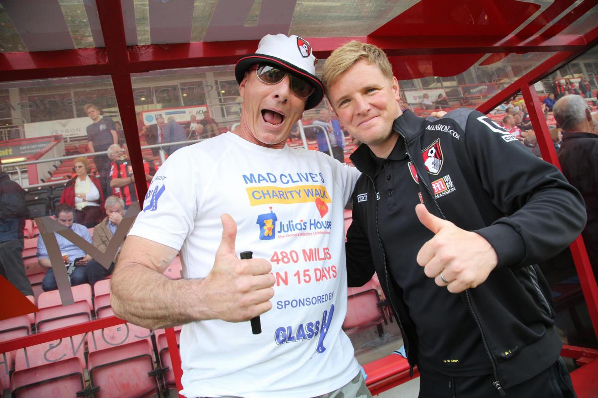 Mad Clive Meets Eddie Howe After Raising 17 000 For Julia S House Bournemouth Echo